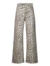 Ganni Leopard Print Flared Jeans In Multicolor