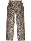 Ganni Leopard Print Barrel Jeans In Multicolor
