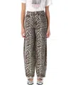 Ganni Leopard Print Barrel Jeans In Multicolor