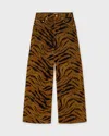 Ganni Zebra-print Cotton-blend Velveteen Wide-leg Pants In Brown