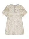 Ganni Metallic Cloque A-shaped Mini Dress In Gold Silver In Silver