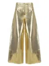Ganni Women Gold Five Pockets Wide Jeans In Laminated Fabric Woman In White