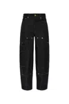 Ganni Fluffy Denim Carpenter Jeans In Nero