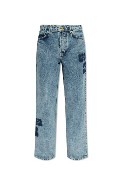 Ganni Jeans With Straight Legs In Blue