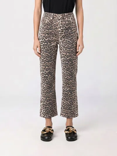 Ganni Multicolor Cotton Relaxed Fit Jeans In Animal Print