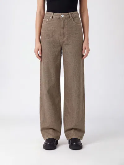 Ganni Jeans Woman Colour Coffee In Black