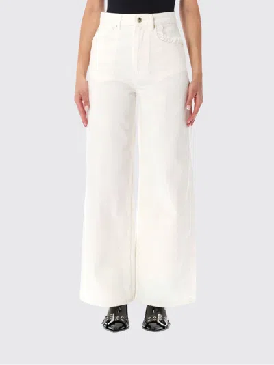 Ganni High-rise Wide-leg Jeans With Lace Trim In White