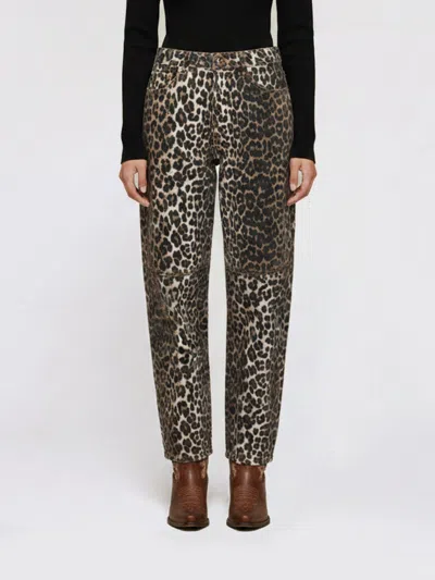 Ganni Jeans Woman  In Animal Print