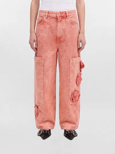Ganni Jeans Woman Color Pink In Red