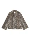 Ganni Jeansowa Leopard-print Flap-pocket Jacket In Multi