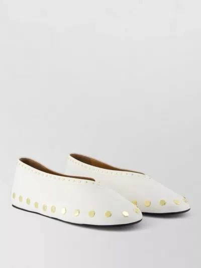 Ganni Jenny Ballerinas Cotton Flat Sole Studs In White