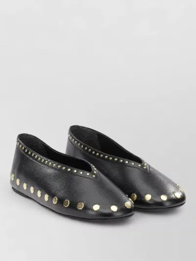 Ganni Jenny Ballet Flats Round Toe Studs In Animal Print