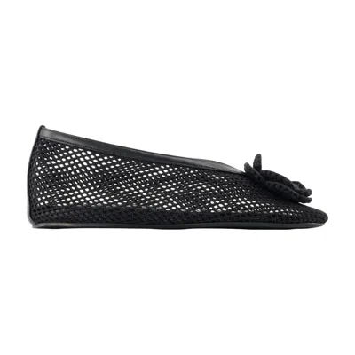 Ganni Jenny Flower Flat In Black