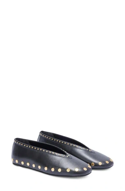 Ganni Jenny Studded Ballet Flat In Black