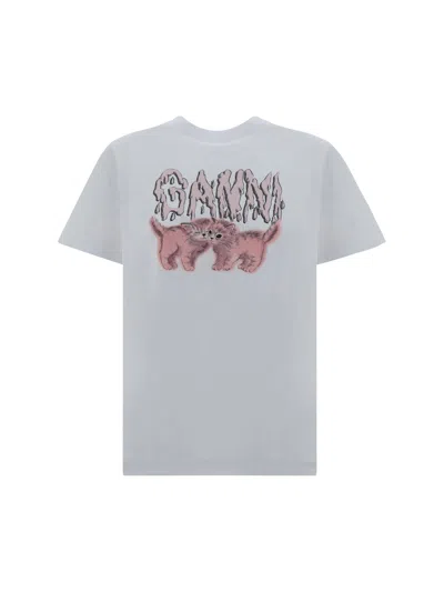 Ganni Jersey Cats T-shirt In White