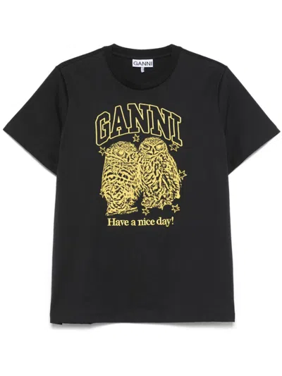 GANNI JERSEY OWLS T-SHIRT