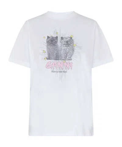 Ganni T-shirt With Print In White