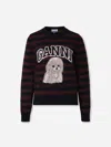 Ganni Graphic Wool Mix Poodle Stripe Sweaters And Cardigans Multicolor In Multi