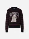 Ganni Graphic Wool Mix Poodle Stripe Sweaters And Cardigans Multicolor In Multi