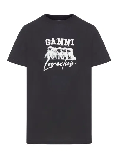 Ganni Jersey T-shirt In Black