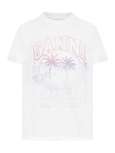 Ganni Jersey T-shirt In White