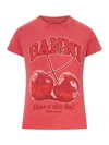 Ganni Red Baby Fit Future Cherry T-shirt In Red