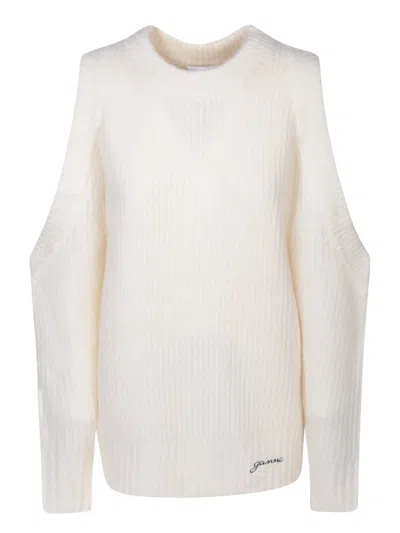 Ganni Jersey With Logo In White