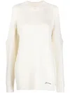 Ganni Women Jersey With Logo In Neutral