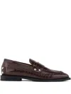 Ganni Loafers Crocodile Texture Studs Decorative In Brown