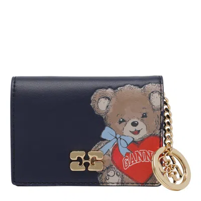 Ganni Joy Bear Cards Holder In Blue