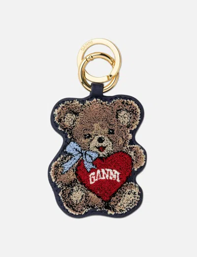 Ganni Teddy Bear Keyring In Brown