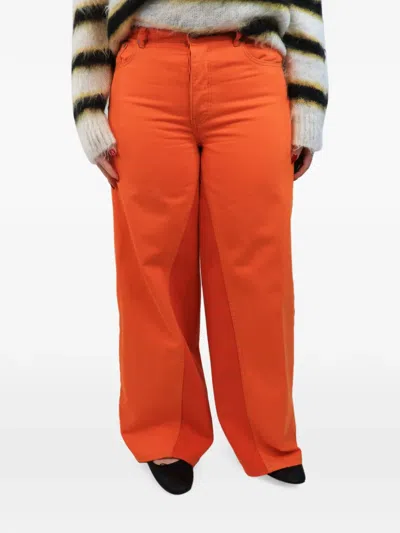 Pre-owned Ganni Jozey Wide-leg Jeans In Orange