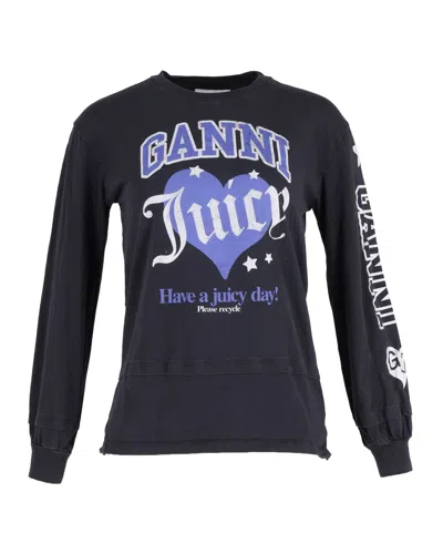 Ganni Juicy Couture X  Long Sleeve Top In Black Cotton