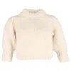 Ganni Julliard Cropped Turtleneck Sweater In Cream Wool In Neutral