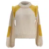 Ganni Julliard Knitted Color-block Sweater In Cream And Yellow Mohair Wool In White