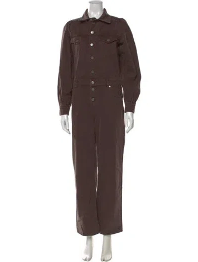 Pre-owned Ganni Jumpsuit In Brown
