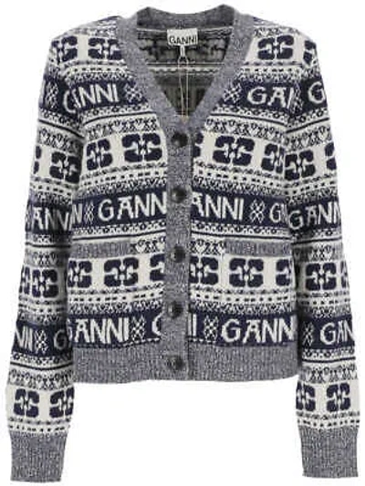 Pre-owned Ganni K2093 Woman Sky Captain Sweater 100% Original