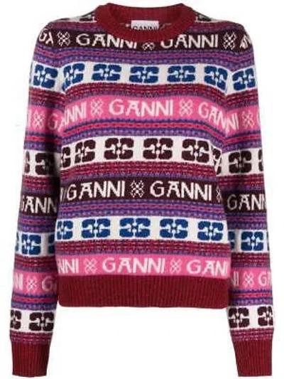 Pre-owned Ganni K2123 Woman Multicolour Sweater 100% Original In Multicolor