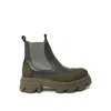 Ganni Khaki Cleated Low Chelsea Boots