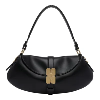 Ganni Kat Baguette Shoulder Bag In Black