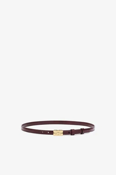 Ganni Kat Belt Small In Burgundy Red