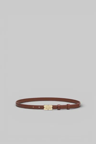 Ganni Kat Belt Small Lambtouch In Brown