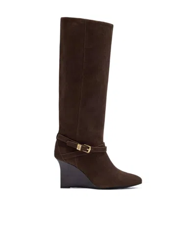 Ganni Kat High Boot In Brown Suede