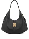 Ganni Black Leather Large Kat Shoulder Bag In Black