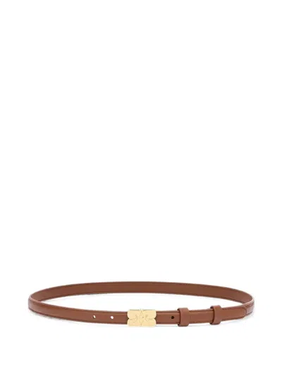Ganni Kat Logo-plaque Belt In Brown