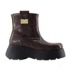 Ganni Kat Low Croco Ankle Boots In Multi
