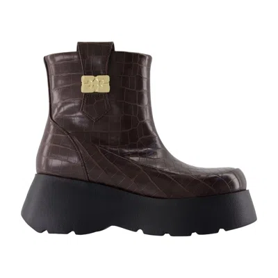GANNI GANNI KAT LOW CROCO ANKLE BOOTS