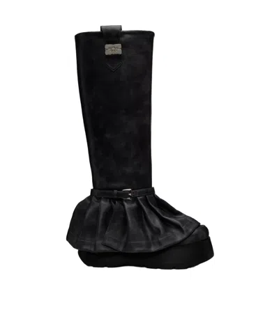 Ganni Gray Kat Tall Boots In Black