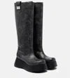 Ganni Kat Platform Knee-high Boots In Black