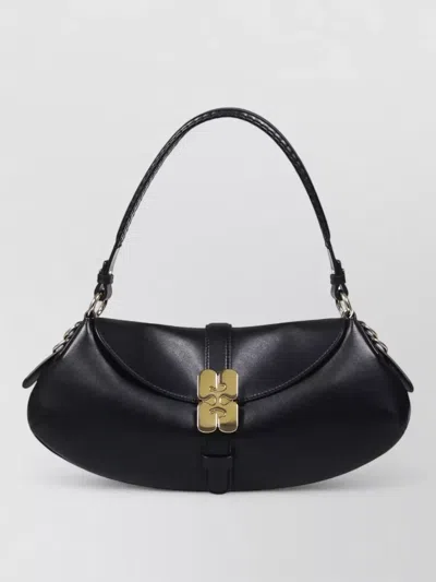 Ganni Kat Shoulder Baguette Bag Buckle Detail In Black